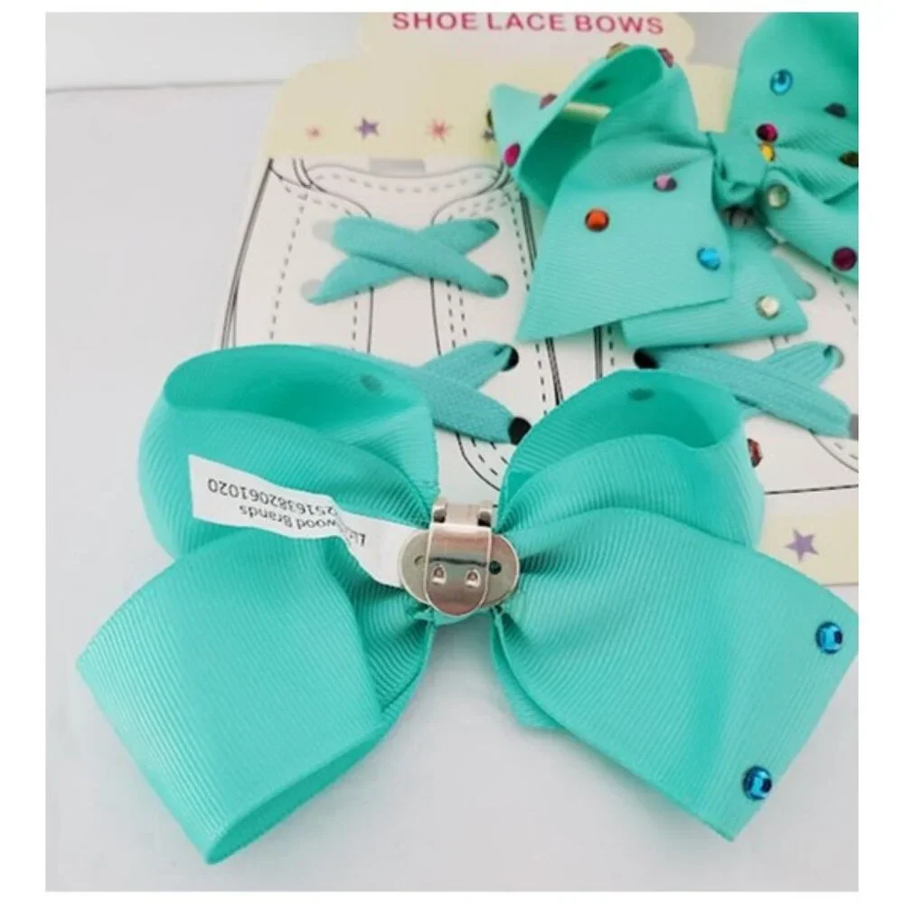 Bundle 3 Large Alligator Clip Hair Bows and 1 Shoe Lace & Bow Set NWT